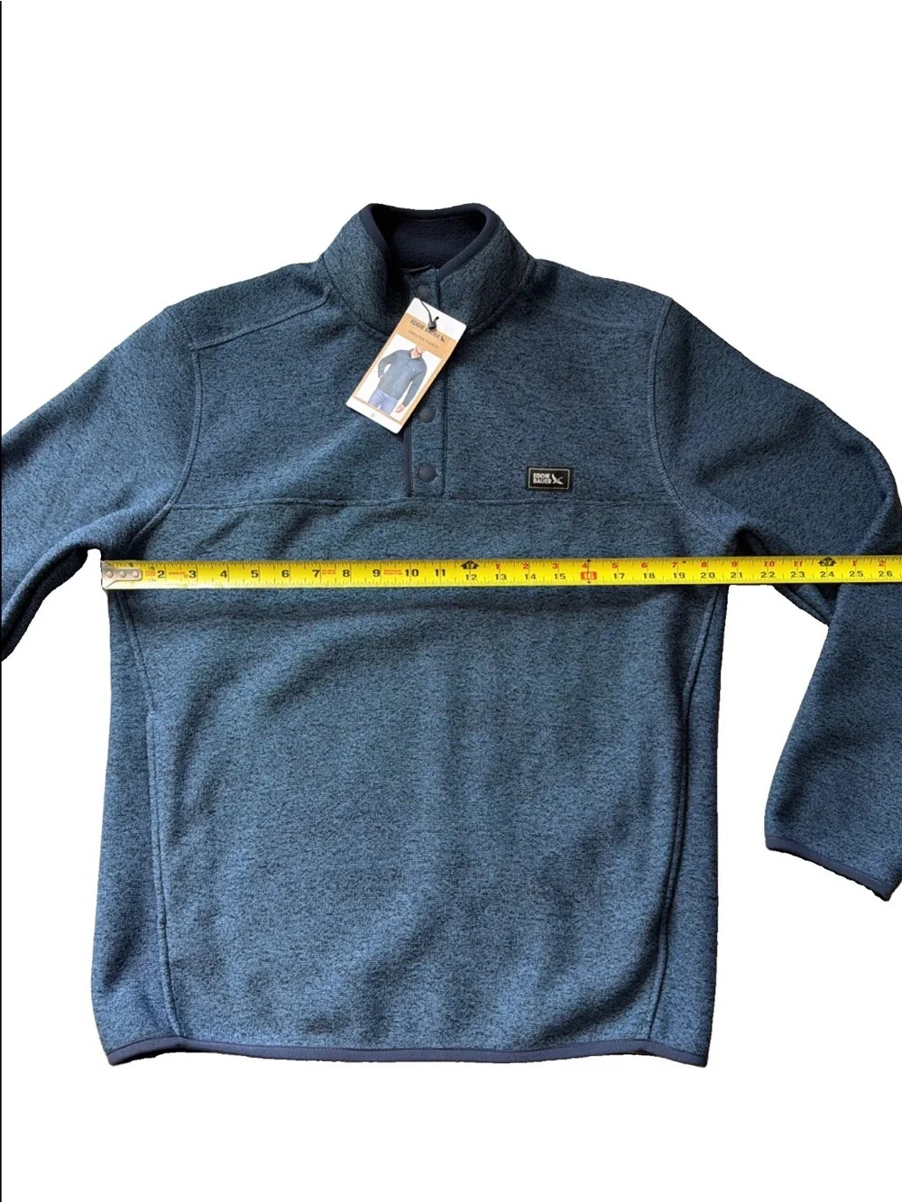 Eddie Bauer Men's Size S Heathered Blue Quarter-Snap Sweater Fleece Pullover.